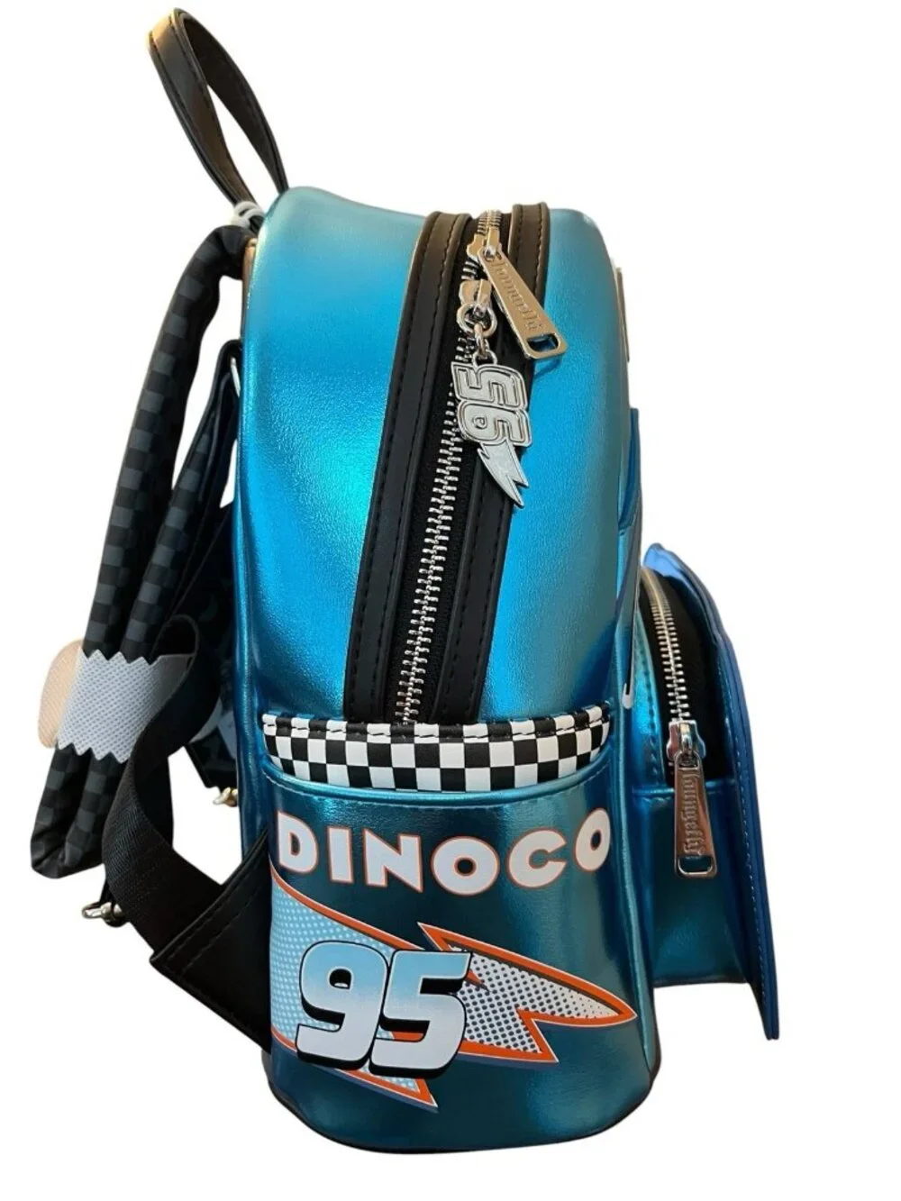 Loungefly Disney Cars Blue Metallic Dinoco Lightning Mcqueen Mini Backpack